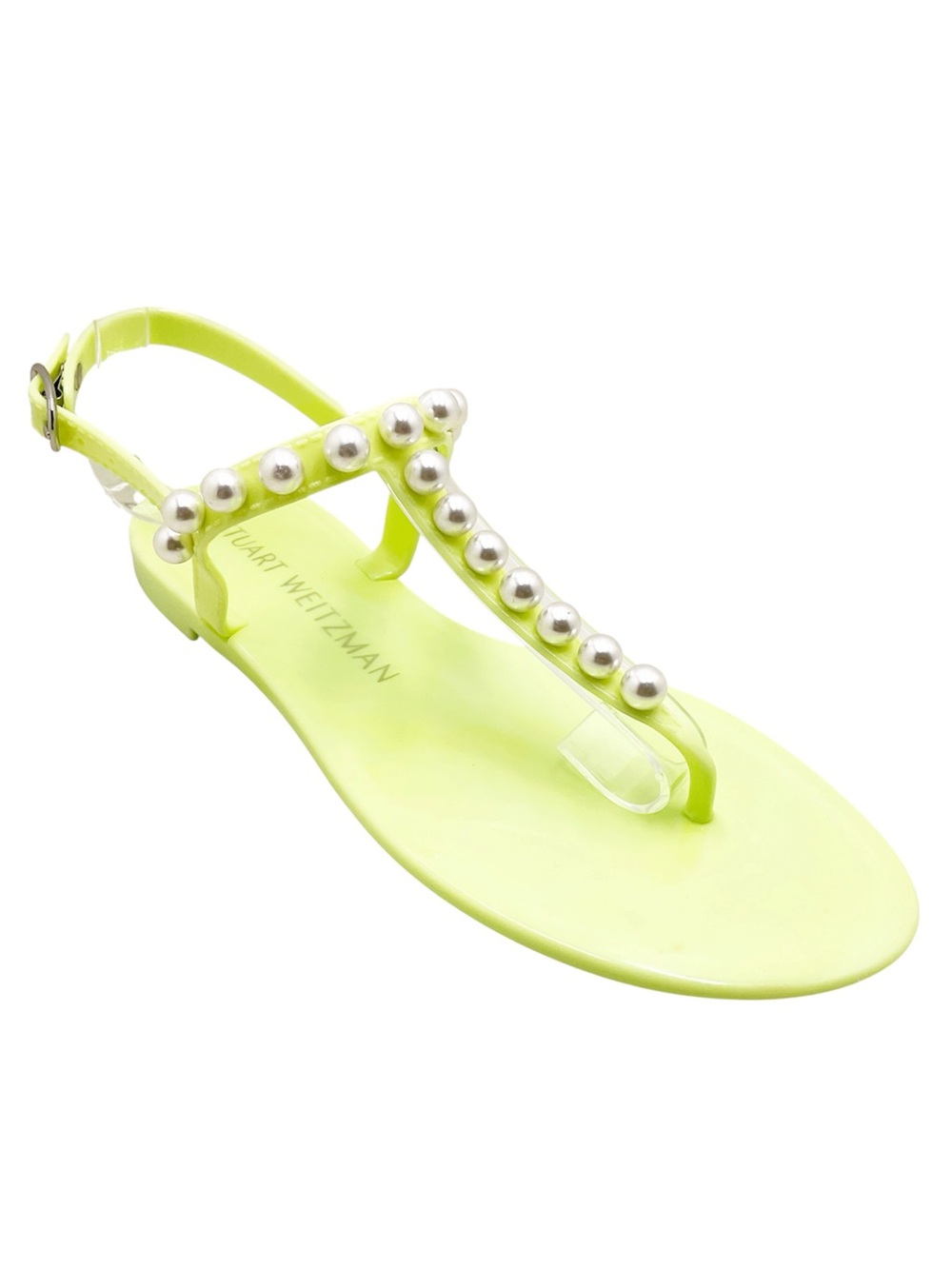 {STUART WEITZMAN} Goldie Electric Lime Jelly Sandals